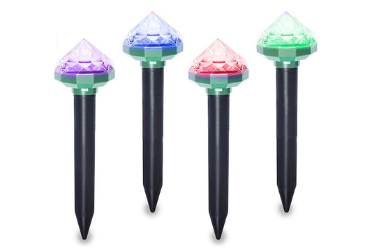 4Pcs Mole Repellent Solar Powered with Auto LED Lights for Mice Snakes Moles