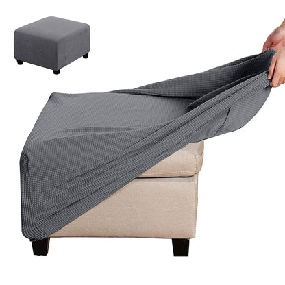 Elastic Jacquard Footrest Cover with Textured Stripes and Elastic Strap - Dark Grey