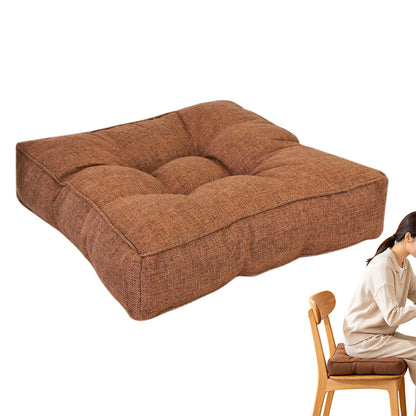 Thickened PP Cotton Padded Chair Seat Cushion with Rolled Edge - Coffee