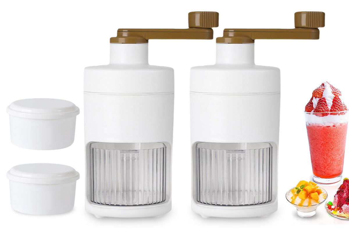 2Pcs Manual Ice Crusher Shaver Portable Shaved Ice Machine Hand Snow Cone Maker