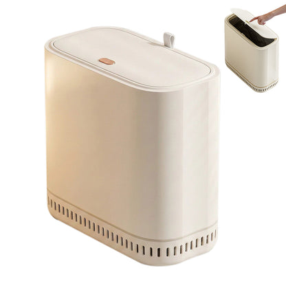 Household Adsorption Trash Can with Lid for Bathroom - Beige