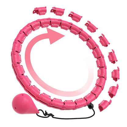 32 Section Weighted Hula Hoop with Massage Rollers-Pink