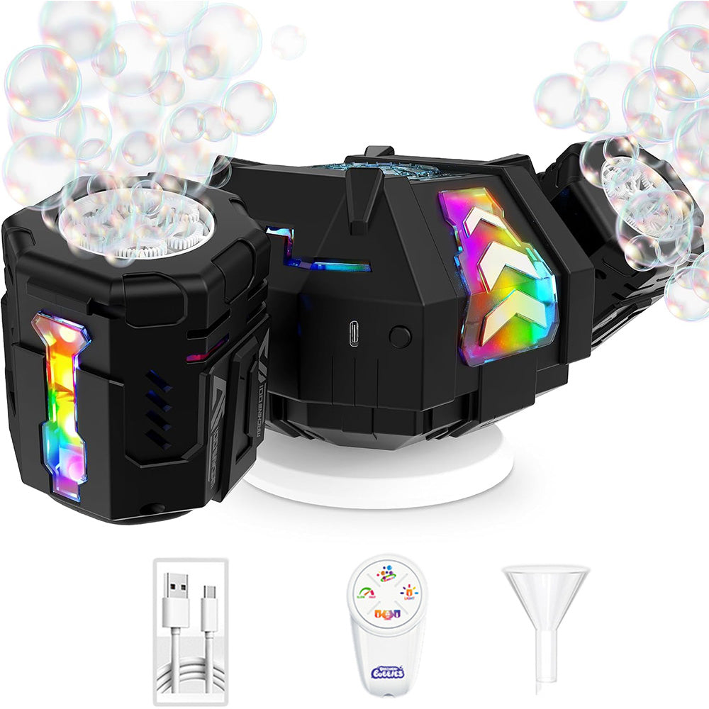Rechargeable Bubble Machine with RGB Lights - Black