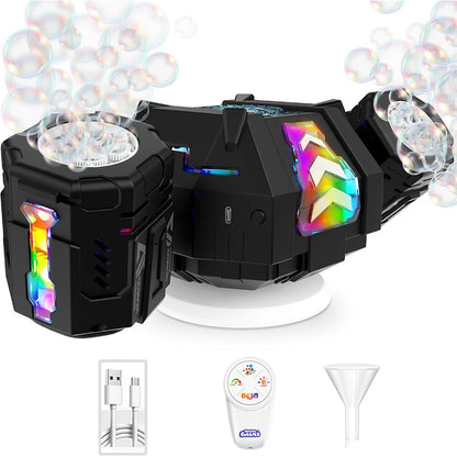Rechargeable Bubble Machine with RGB Lights - Black