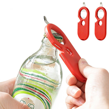 2 Piece 5-in-1 Bottle Jar Can Opener with Easy Attached Storage - Red