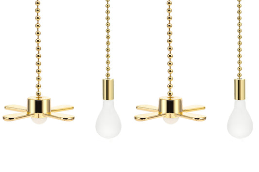 2Pcs Ceiling Fan Light Bulb Pull Chain Beaded Ball Extension Connector Decor-Golden