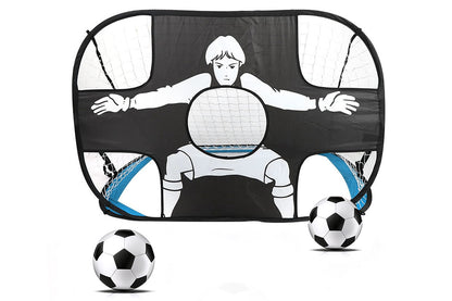 2-in-1 Portable Foldable Soccer Goal with Detachable Target-Blue