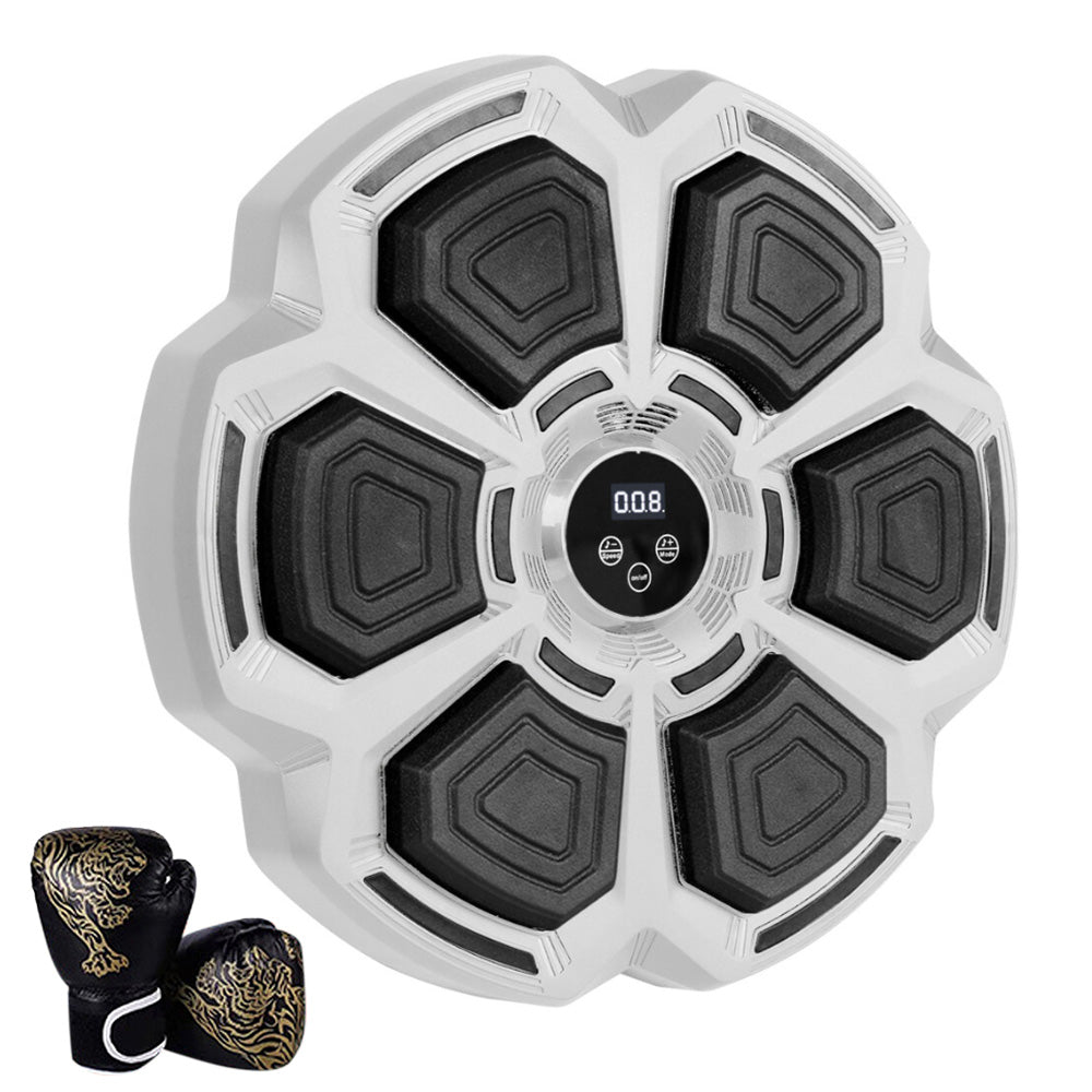 Electronic Punching Box Music Machine Wall Mounted Bluetooth with 2 Boxing Gloves-Grey