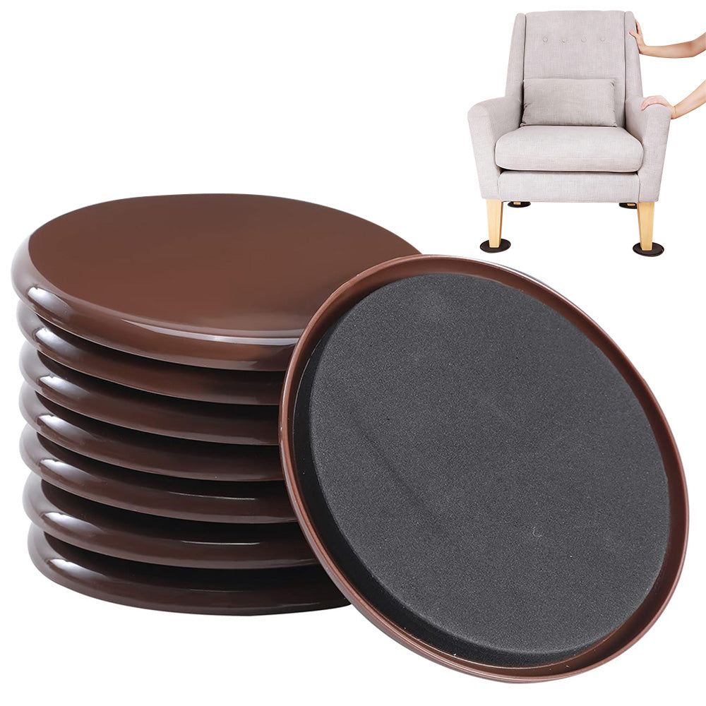 8 Piece Furniture Sliders Reusable Pads for Hardwood Floors and Carpet -Brown