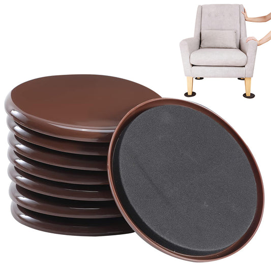 8 Piece Furniture Sliders Reusable Pads for Hardwood Floors and Carpet -Brown