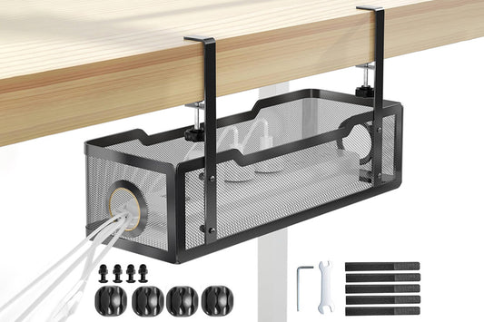 Under Desk Cable Management Tray - Black