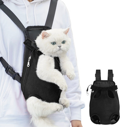 Pet Carrier Backpack for Front and Back Carrying Dogs Cats - Black