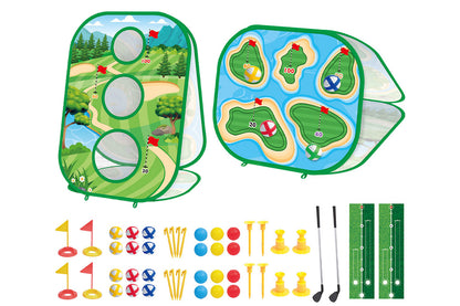 2Pcs 4 In 1 Sticky Golf Games Set With Multiple Game Modes 3-Sided Golf Chipping Net Golf Practice