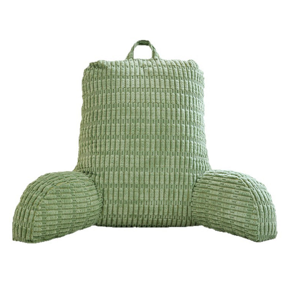 Bedside Backrest Cushion with Armrests Pocket and Washable Cover - Green