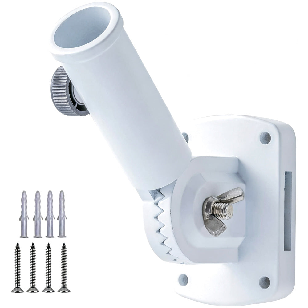 Adjustable Wall Mount Flag Pole Bracket for Flags - White