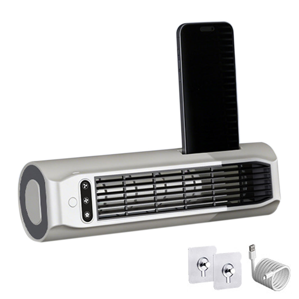 USB Bladeless Tower Fan For Wall Floor And Desk Use - White