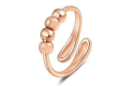 Anxiety Ring for Women Adjustable Fidget Spinner Ring with Beads for Stress Relief -Rose Gold