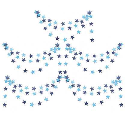 5 Pack 4m Thick Paper Star Garland Bunting Banners for Parties - Blue