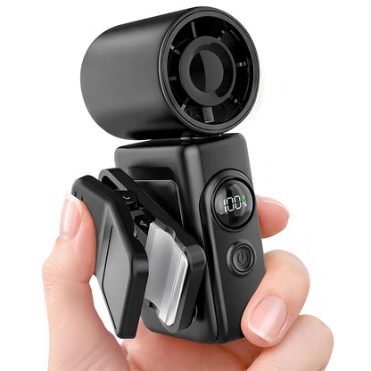 Clip On Handheld Turbo Fan with LED Display 4 Speeds and 180 Degree Tilt - Black