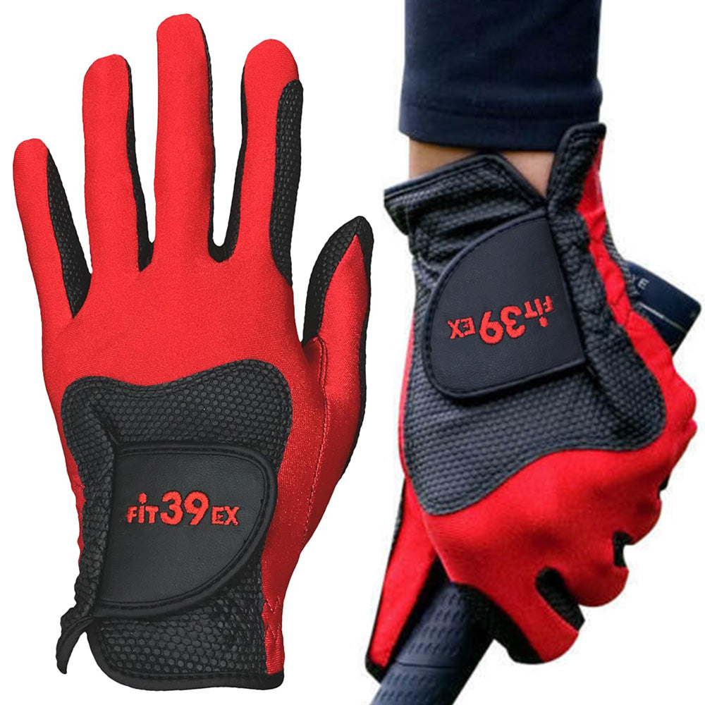 Stretch Breathable Washable Golf Glove with Slip Resistant Grip - Red