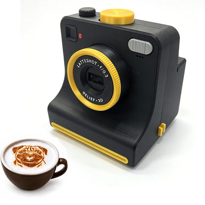 Retro Coffee Latte Art Stencil Tool with 4 Heart Design Cards - Black