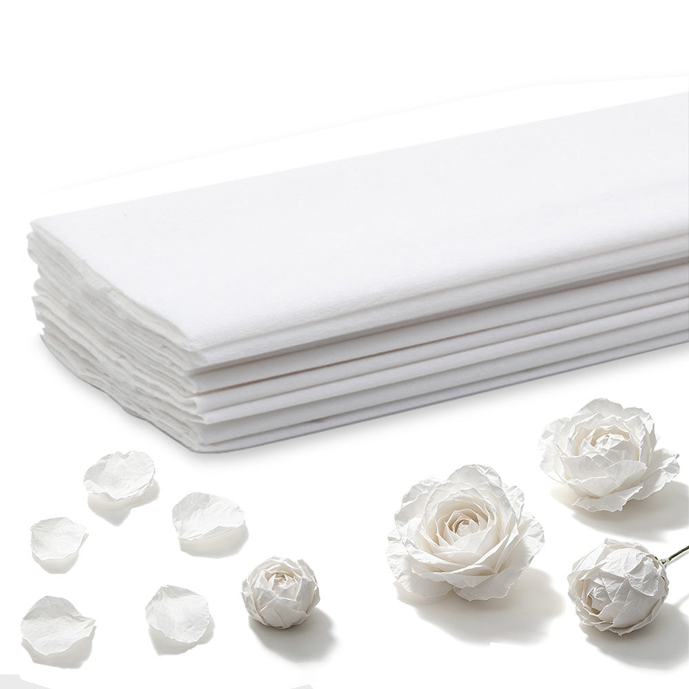 10 Crepe Paper Sheets for Gift Wrapping and Flower Crafts - White