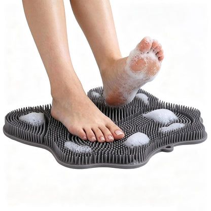 Non Slip Suction Back and Foot Cleaning Mat for Showers - Grey