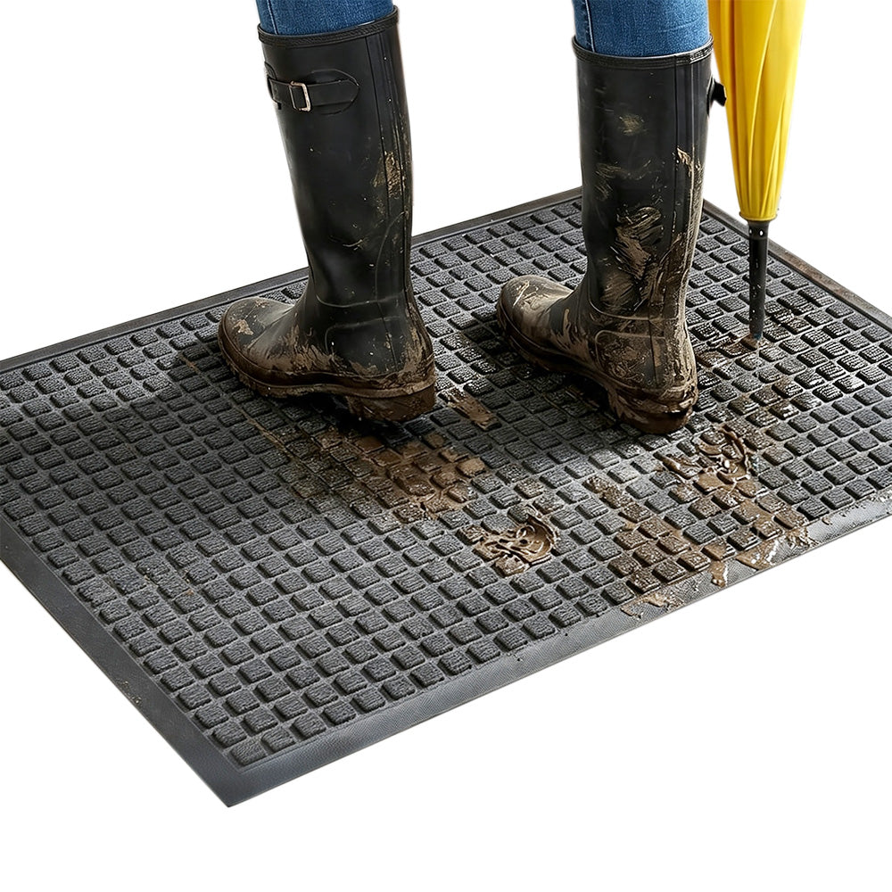 PVC Entrance Floor Mat with Slip Resistant Rubber Backing - Grey