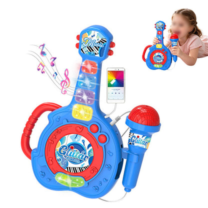 LED Light Guitar Toy with Detachable Microphone and Music - Blue