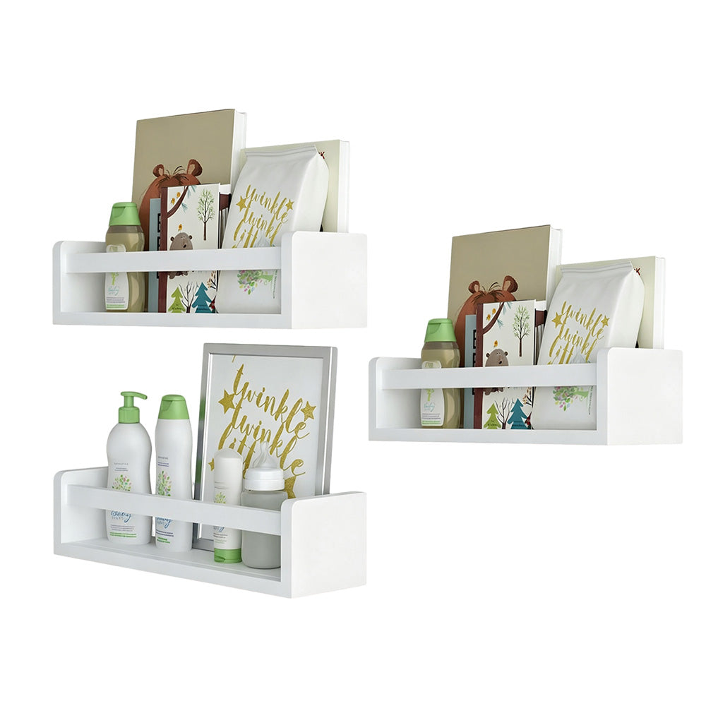 3 Pack Floating Wall Mounted Book Display Shelves - White