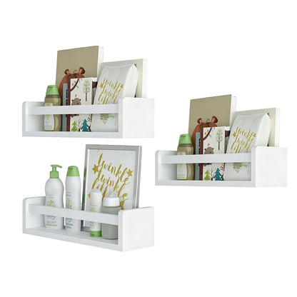 3 Pack Floating Wall Mounted Book Display Shelves - White