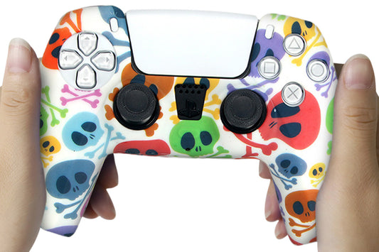 Silicone Cover for PS5 Controller Case Skin Cool Designs Extra Grip Selection-Skull Mixed Color