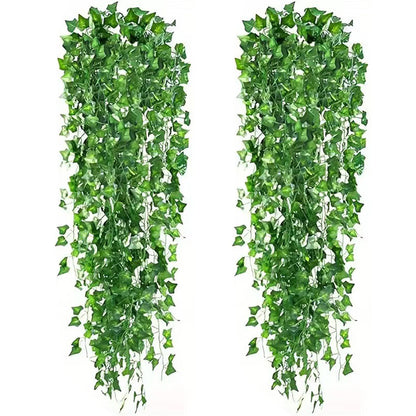 2Pcs 12 X 2M Artificial Ivy Vine Garland Fake Foliage Hanging Leaf Plant for Home Garden Party