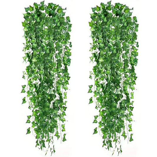2Pcs 12 X 2M Artificial Ivy Vine Garland Fake Foliage Hanging Leaf Plant for Home Garden Party