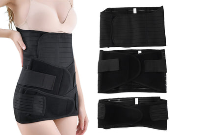 3 in 1 Postpartum Belly Band Waist Shapewear Recovery Girdle After Birth Support -Black