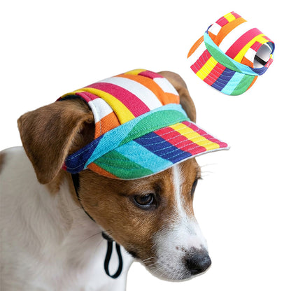Dog Cat Pet Baseball Cap with Ear Holes and Adjustable Strap - Mixed Color