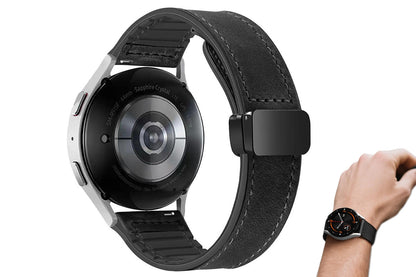 Attractive Leather Watch Band Genuine Leather Strap For Samsung Huawe-Black