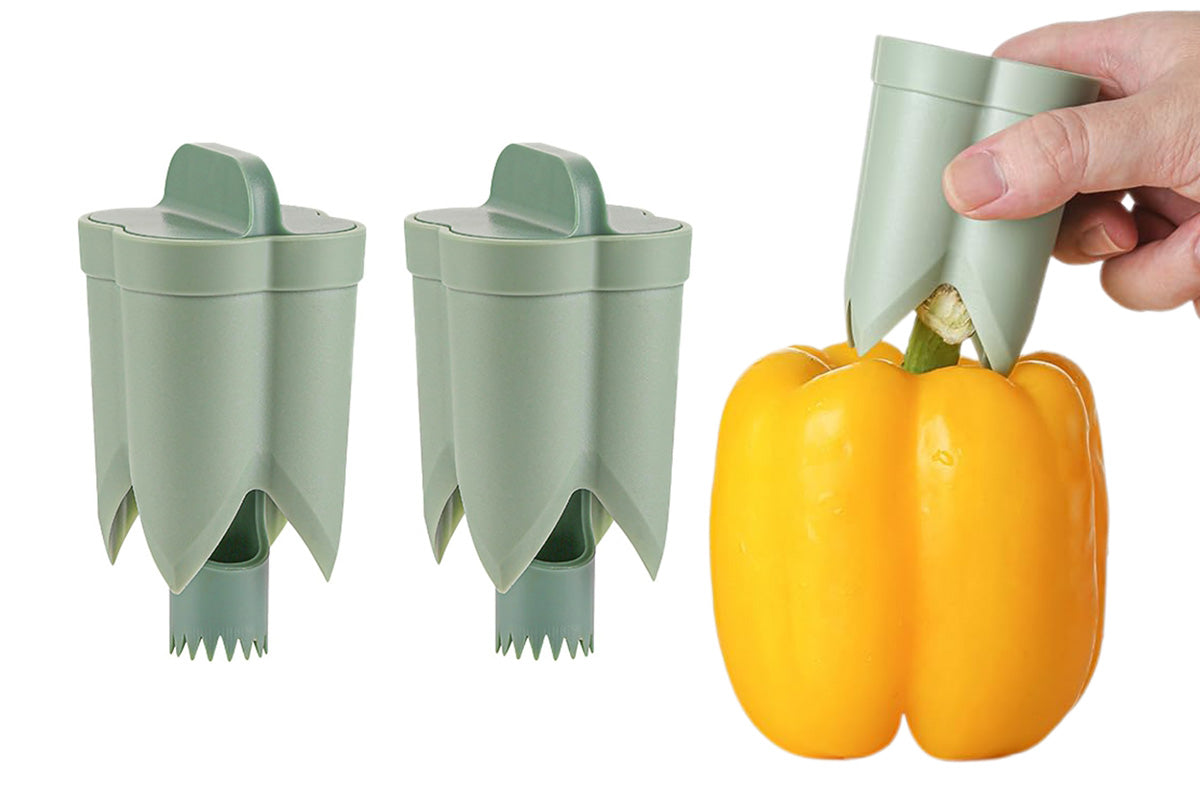 2Pcs 2 in 1 Pepper Corer Remover Fruit Cucumber Corer Separator Tool Tomato Seed Remover