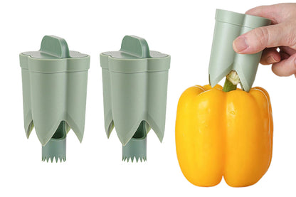 2Pcs 2 in 1 Pepper Corer Remover Fruit Cucumber Corer Separator Tool Tomato Seed Remover