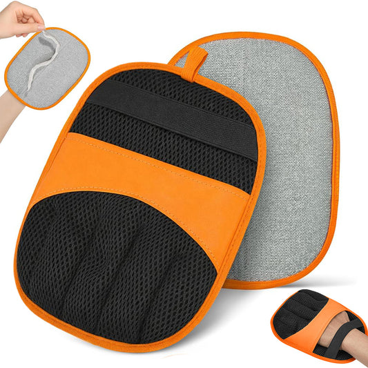 Electrostatic Pet Hair Remover Gloves Reusable Lint Brush for Furniture Car Seats-Orange