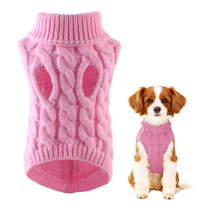 Puppy Dog Jumper Winter Warm Knitted Sweater Pet Clothes for Small Dogs Coat -Pink