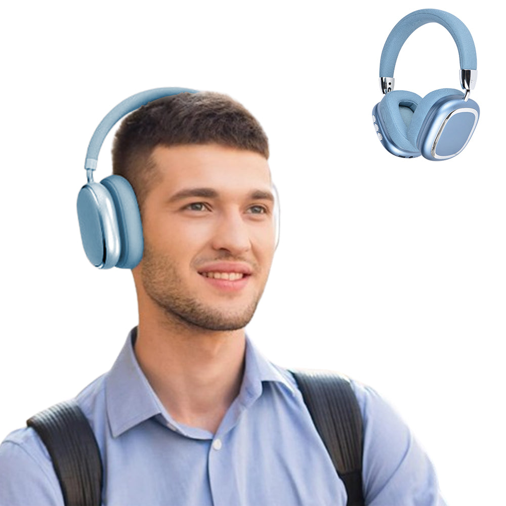 Bluetooth 5.3 Wireless Headphones Stereo Earphones Over Ear Headset Blue