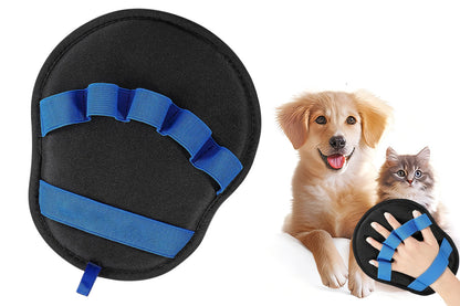 Pet Hair Removal Glove Reusable Electrostatic Grooming Mitt for Cats Dogs -Blue