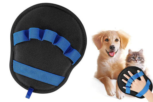 Pet Hair Removal Glove Reusable Electrostatic Grooming Mitt for Cats Dogs -Blue
