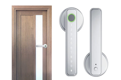 5 in 1 Smart Door Lock Fingerprint Door Knob with IC Cards and Backup Keys -Silver