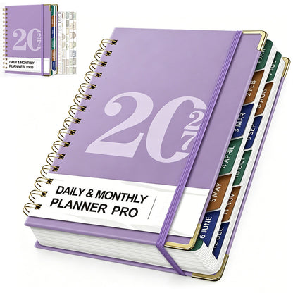 2027 A5 Hardcover Weekly Planner Calendar Notebook January to December - Purple