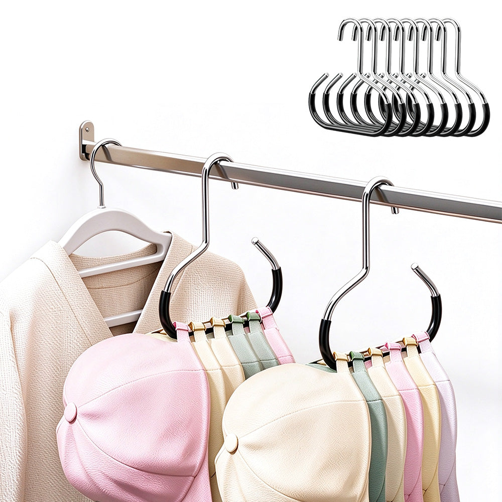 8 Piece Iron Ring Hat Storage Hooks for Closet Cap Scarf and Bag Hangers - Black