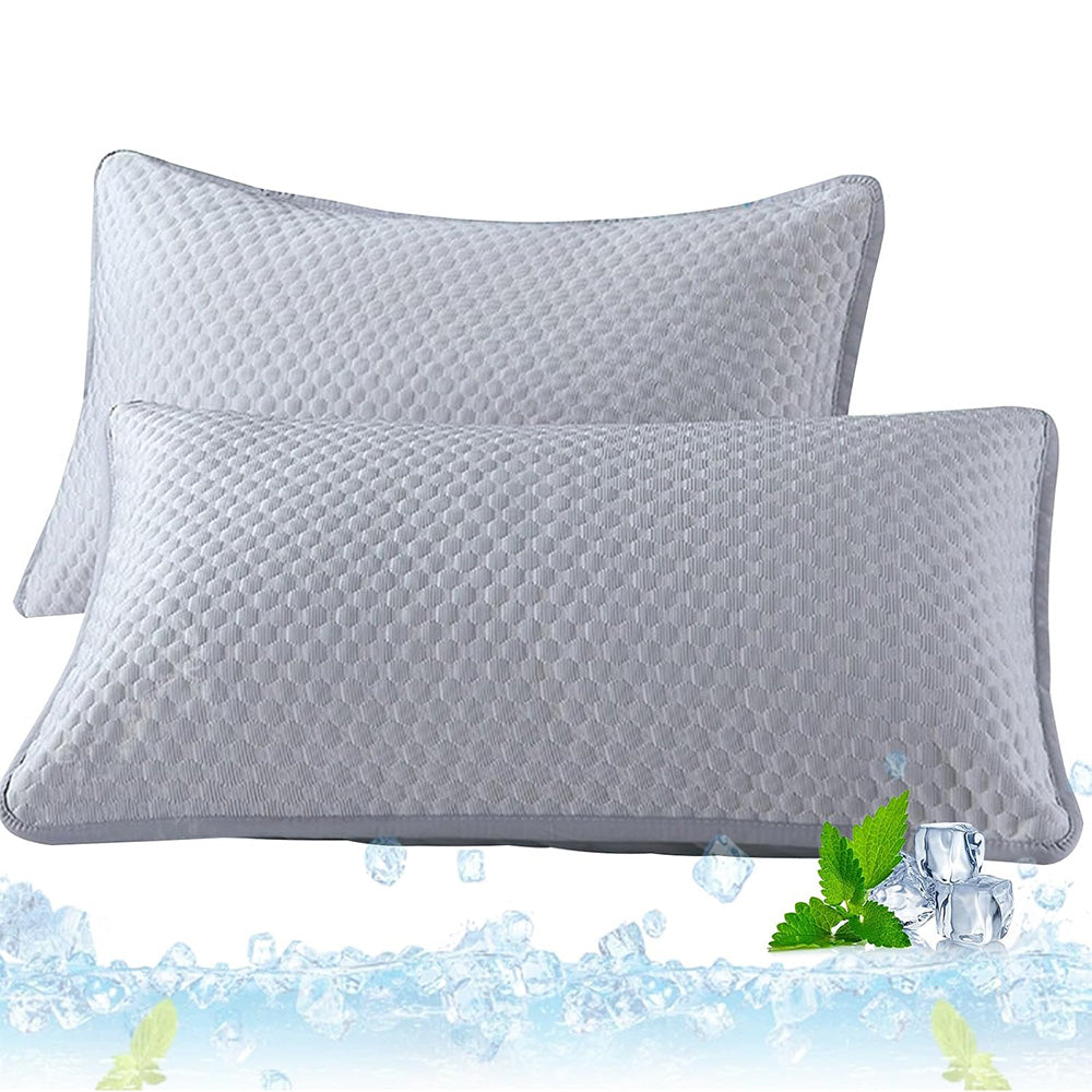 2 Pack 48x74cm Textured Cooling Polyester Pillowcases - Grey