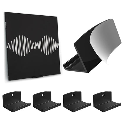 4Pcs Vinyl Wall Mount Record Wall Display Album Wall Mount for 1LP and 2LP-Black