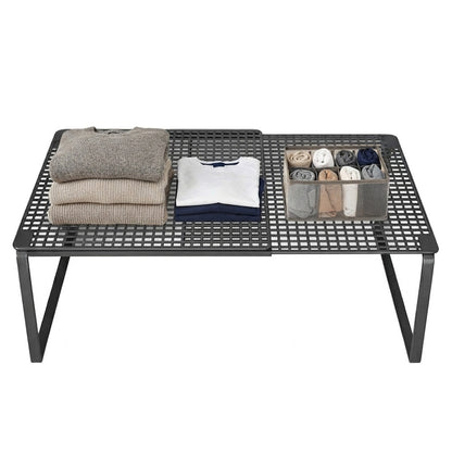 Expandable Carbon Steel Closet Shelf and Adjustable Storage Rack - Black